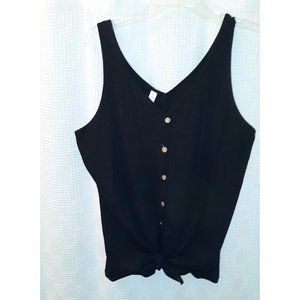 Halife Tie Front Ribbed Tank Top